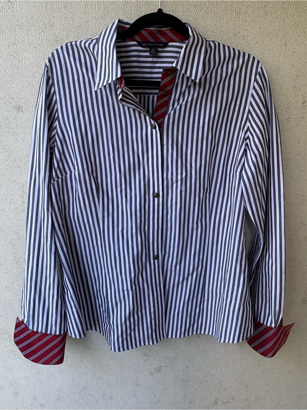 Brooks Brothers 346 Striped Shirt 16 French Cuffs Necktie Trim Preppy